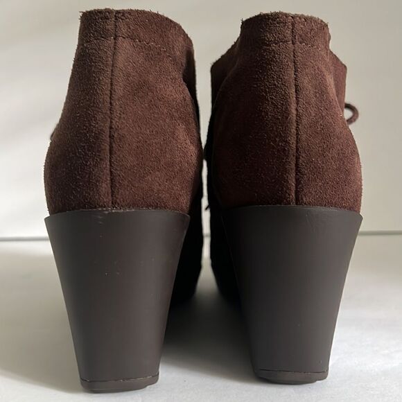 Cole Haan Brown Suede Wedge Heel Lace Up Booties Size 7.5 - Picture 5 of 14